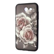 Чехол накладка для SAMSUNG Galaxy J3 Prime (SM-J327), силикон, рисунок Розы и бабочка.