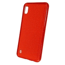 Чехол накладка Shine для SAMSUNG Galaxy A10 (SM-A105), силикон, блестки, цвет красный
