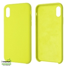 Чехол накладка Silicon Case для APPLE iPhone X, iPhone XS, силикон, бархат, цвет бледно желтый