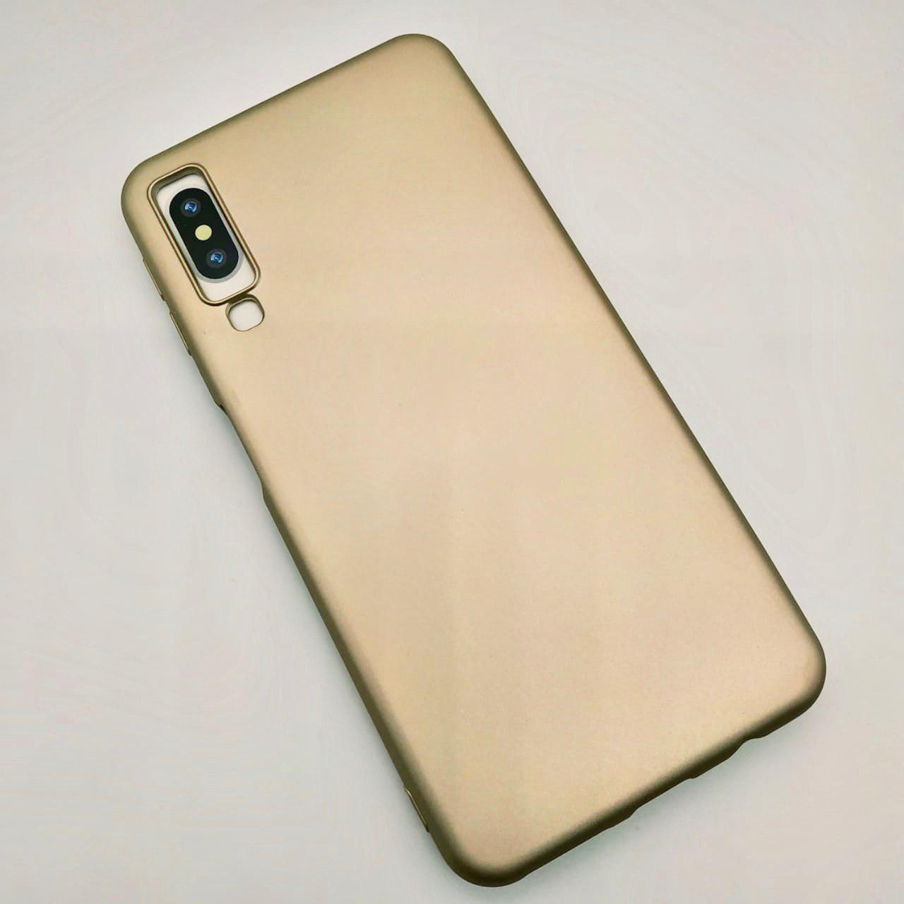 Накладка для SAMSUNG Galaxy A7 2018 (SM-A750) силиконовая J-Case THIN, цвет золотистый.