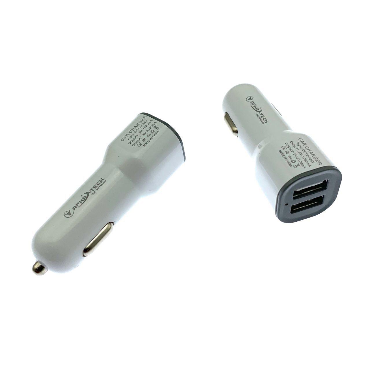 АЗУ (автомобильное зарядное устройство) AFKA-TECH, 2 USB порта, цвет белый.