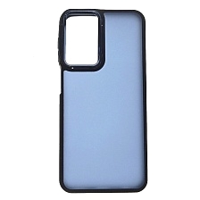 Чехол накладка для SAMSUNG Galaxy A23, силикон, пластик, цвет окантовки темно синий