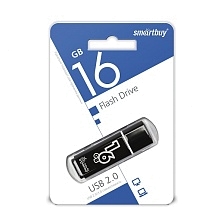 Флешка USB 2.0 16GB SMARTBUY Glossy, цвет черный