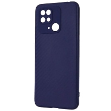 Чехол накладка для XIAOMI Redmi 10C, POCO C40, силикон, карбон, цвет темно синий Чехол накладка для XIAOMI Redmi 10C, POCO C40, силикон, карбон, цвет темно синий