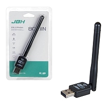 Беспроводной Wi-Fi USB адаптер JBH WP-01 с антенной, 150 Мбит/с, 802.11a/b/g/n, 2.4 ГГц, цвет черный Беспроводной Wi-Fi USB адаптер JBH WP-01 с антенной, 150 Мбит/с, 802.11a/b/g/n, 2.4 ГГц, цвет черный