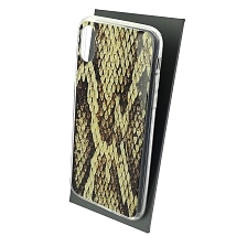 Чехол накладка для APPLE iPhone X, iPhone XS, силикон, глянцевый, рисунок Коричневая пупырчатая кожа змеи