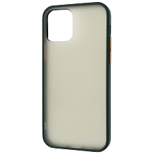 Чехол накладка SKIN SHELL для APPLE iPhone 12 (6.1"), iPhone 12 Pro (6.1"), силикон, пластик, цвет окантовки темно зеленый