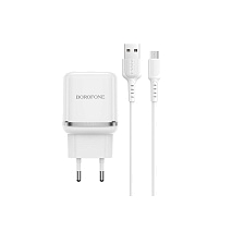 СЗУ (Сетевое зарядное устройство) BOROFONE BA36A High speed с кабелем Micro USB, 18W, QC3.0, длина 1 метр, цвет белый