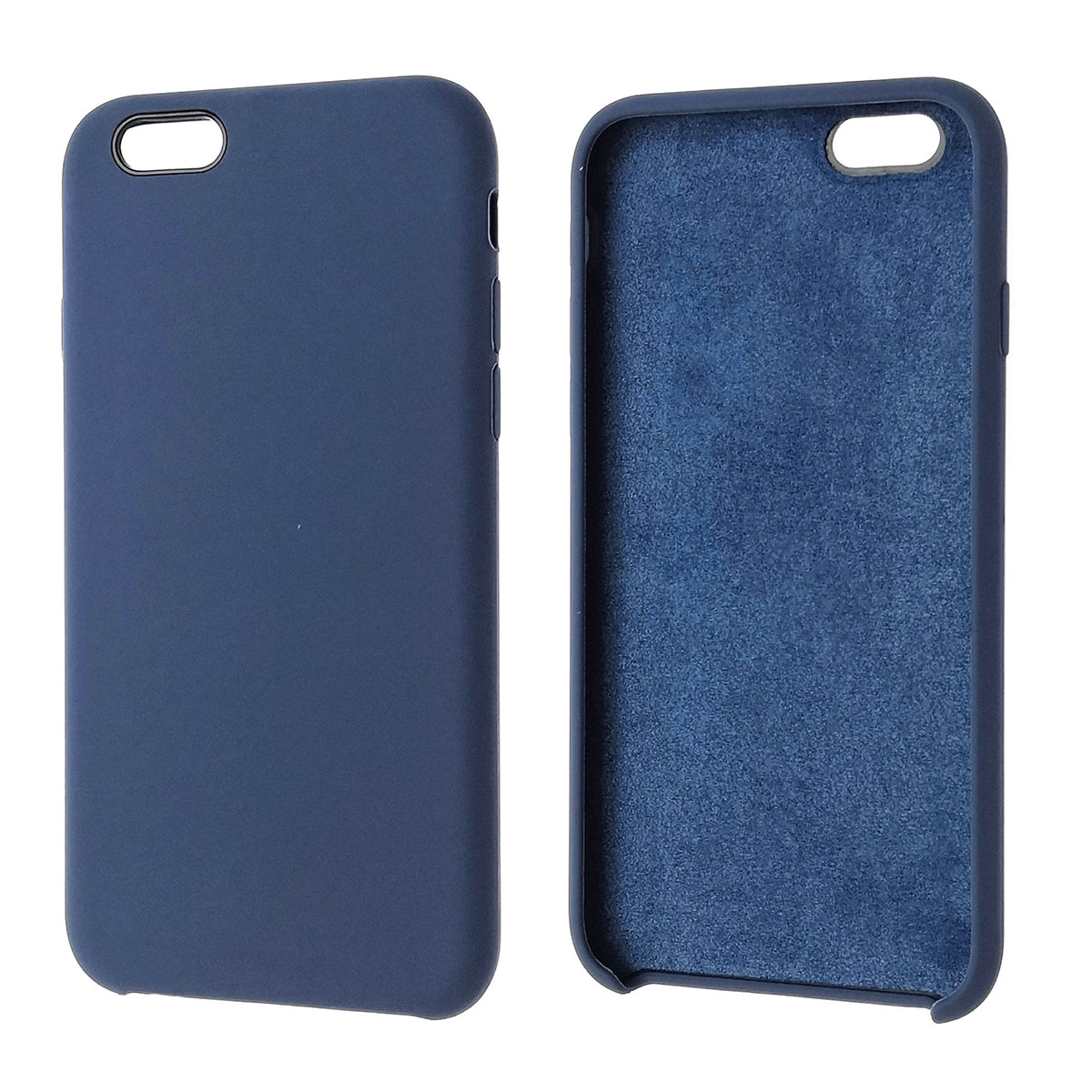 Чехол накладка Silicon Case для APPLE iPhone 6, 6G, 6S, силикон, бархат, цвет серый синий.