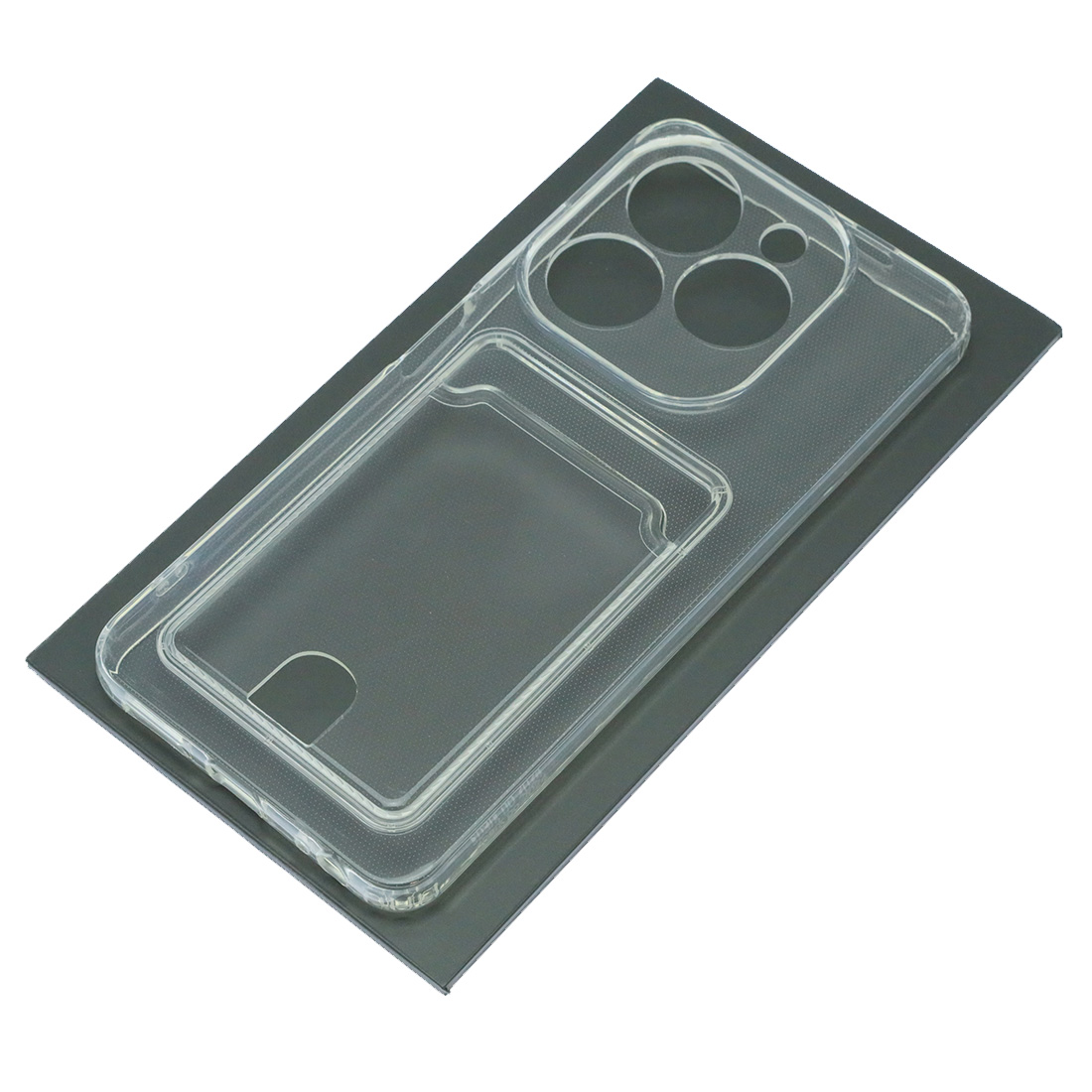 Чехол накладка CARD CASE для TECNO Spark GO 2024, POP 8, защита камеры, силикон, отдел для карт, цвет прозрачный