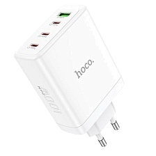 СЗУ (Сетевое зарядное устройство) HOCO N31 Leader, 100W, 3 USB Type C, 1 USB, QC3.0, цвет белый СЗУ (Сетевое зарядное устройство) HOCO N31 Leader, 100W, 3 USB Type C, 1 USB, QC3.0, цвет белый
