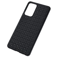 Чехол накладка для SAMSUNG Galaxy A52 (SM-A525F), силикон, плетение, цвет черный