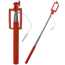 Селфи палка SELFIE STICK cable take pole, цвет красный