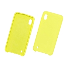 Чехол накладка Silicon Cover для Samsung A10 2019 (SM-A105), силикон, бархат, цвет ярко желтый.
