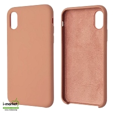 Чехол накладка Silicon Case для APPLE iPhone X, iPhone XS, силикон, бархат, цвет розово бежевый