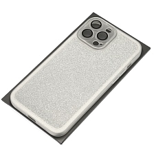 Чехол накладка Shine для APPLE iPhone 13 Pro Max, силикон, блестки, защита камеры, цвет серебристый