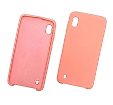 Чехол накладка Silicon Cover для Samsung A10 2019 (SM-A105), силикон, бархат, цвет светло розовый.