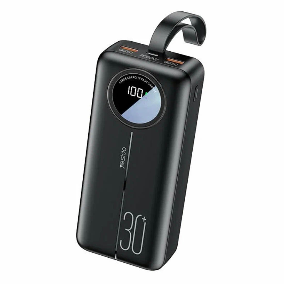 Внешний портативный аккумулятор, Power Bank YESIDO YP42, 30000 mAh, LED дисплей, PD20W, QC3.0, цвет черный Внешний портативный аккумулятор, Power Bank YESIDO YP42, 30000 mAh, LED дисплей, PD20W, QC3.0, цвет черный