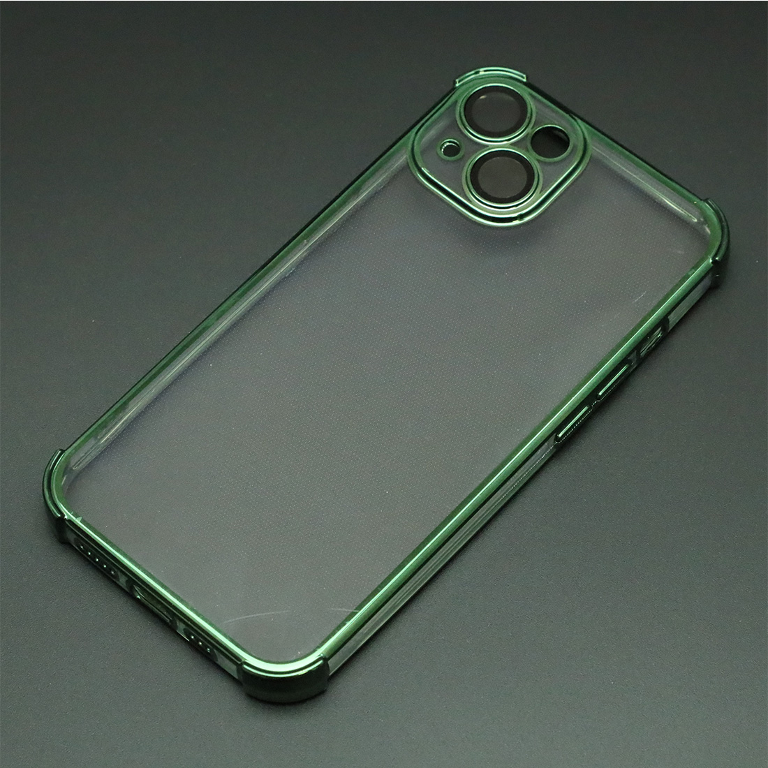 Чехол накладка для APPLE iPhone 13, силикон, защита камеры, цвет окантовки темно зеленый