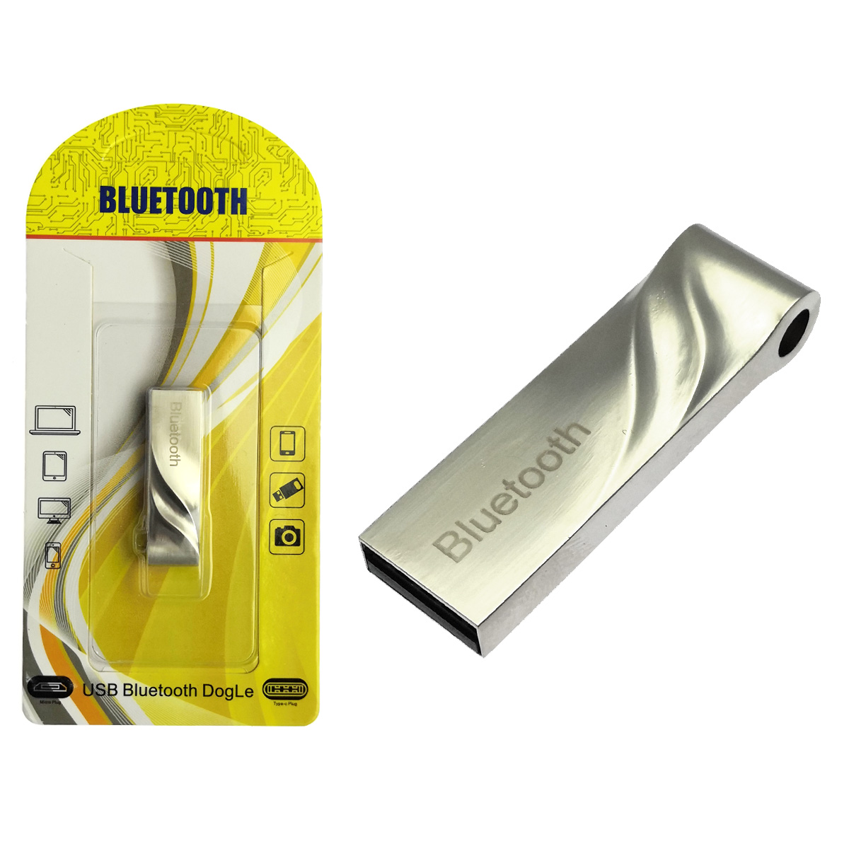 USB 2.0 Bluetooth адаптер 4.0+ERD LONG, с поддержкой протоколов A2DP, AVRCP, HFP и HSP, радиус действия 8-10 метров, цвет серебристый