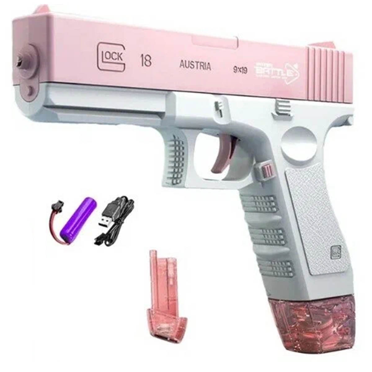 Электрический водяной пистолет - игрушка, цвет розово белый