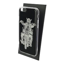 Чехол накладка для APPLE iPhone 6, iPhone 6G, iPhone 6S, силикон, глянцевый, рисунок Белый череп на мотоцикле