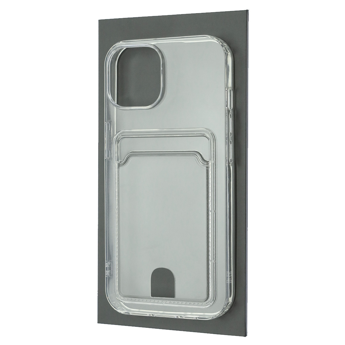 Чехол накладка CARD CASE для APPLE iPhone 15 (6.1"), силикон, отдел для карт, цвет прозрачный