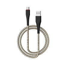 Кабель BOROFONE BX25 Powerful Micro USB, 2.4A, длина 1 метр, силикон, нейлоновая оплетка, цвет черный