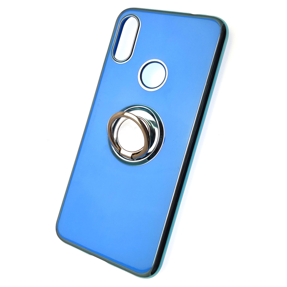 Чехол накладка для XIAOMI Redmi Note 7, Note 7 Pro, силикон, кольцо держатель, цвет синий.