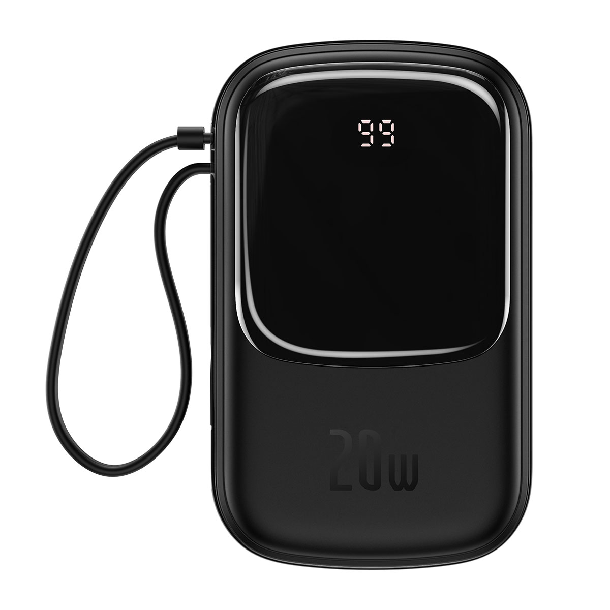 Внешний портативный аккумулятор, Power Bank BASEUS Qpow Digital Display с кабелем Lightning 8 pin, 20000 mAh, цвет черный