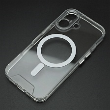 Чехол накладка SPACE для APPLE iPhone 16, Magsafe, защита камеры, пластик, силикон, прозрачный