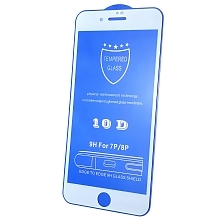 Защитное стекло 10D FULL GLUE 9H для APPLE iPhone 7, 8 Plus, цвет канта белый.