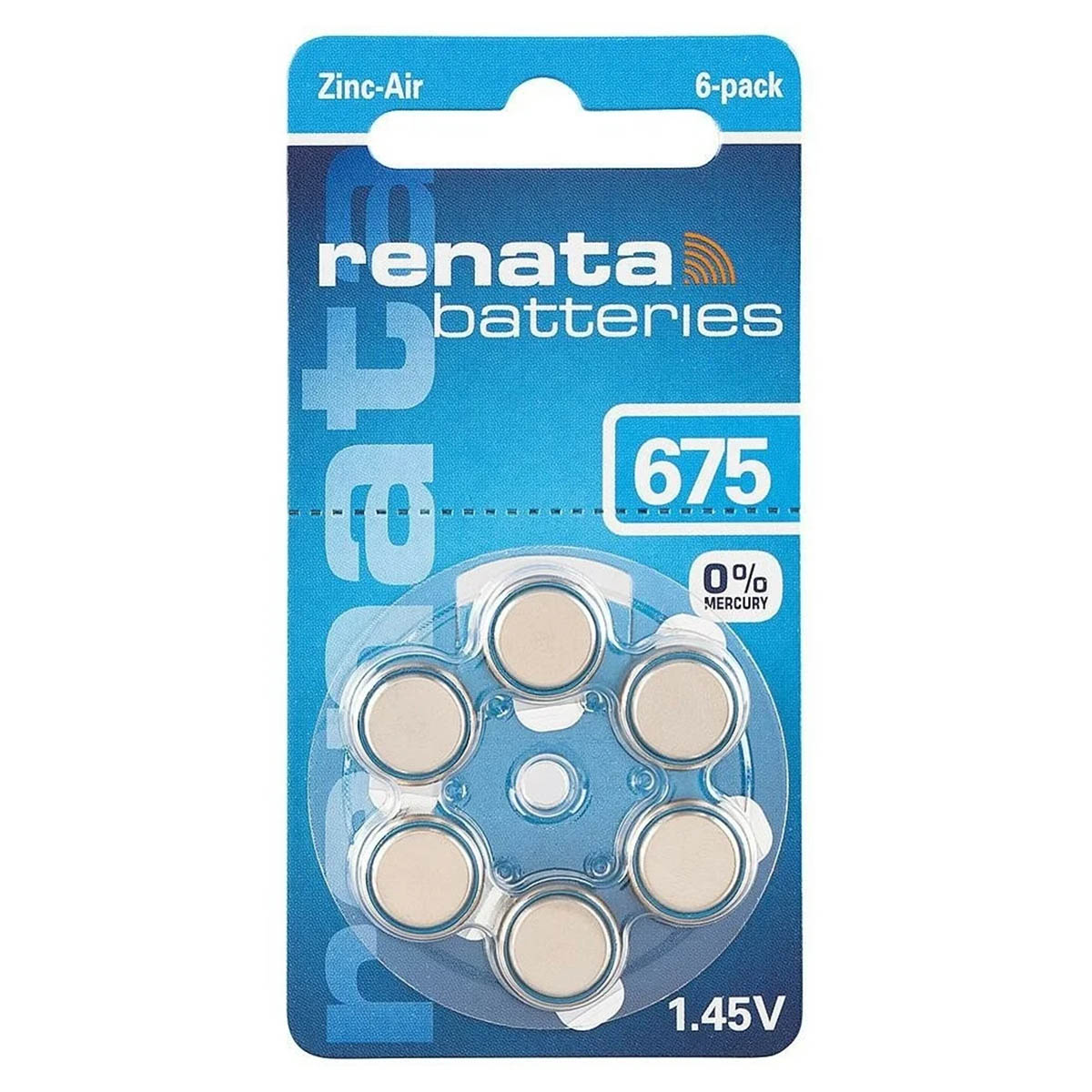 Батарейка RENATA ZA675 (675A, AC675E/EZ, PR675H, PR44), BL6