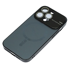 Чехол накладка AUTO FOCUS с поддержкой MagSafe для APPLE iPhone 14 Pro (6.1"), силикон, стекло, защита камеры, цвет графитово черный