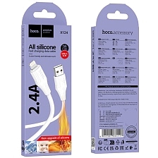 Кабель HOCO X124 Bien USB на Lightning 8-pin, 2.4 A, длина 1 метр, цвет белый