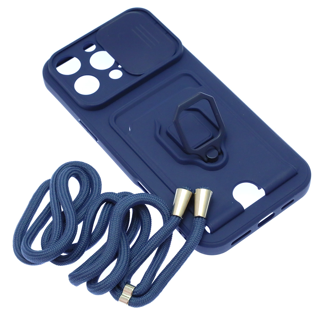 Чехол накладка MULTI FUNCTION 4 в 1 для APPLE iPhone 16 Pro Max, цвет темно синий