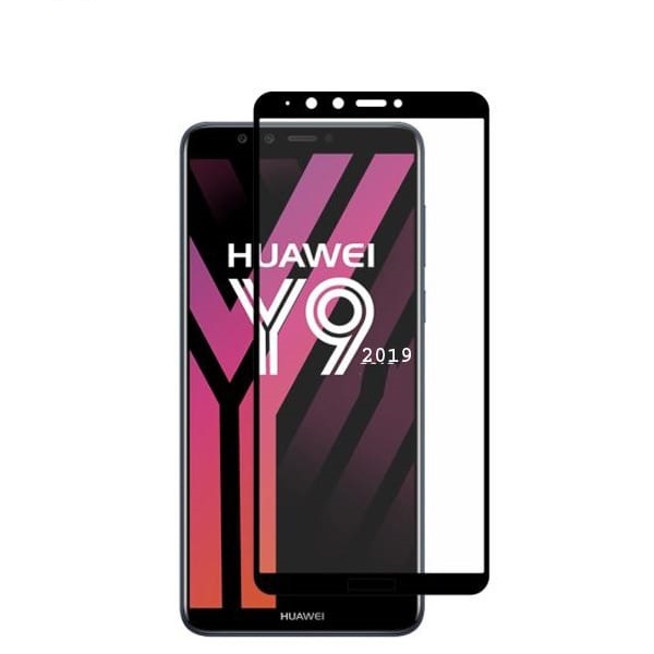 Защитное стекло 5D Full Glue для HUAWEI Y9 2019 цвет канта чёрный.