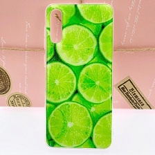 Чехол накладка для SAMSUNG Galaxy A50 (SM-A505), A30s (SM-A307), A50s (SM-A507), силикон, глянец, рисунок Цитрусы Лайм в разрезе.