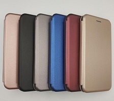 Чехол-книжка на силиконовой основе для HUAWEI HONOR 8C материал экокожа цвет синий.