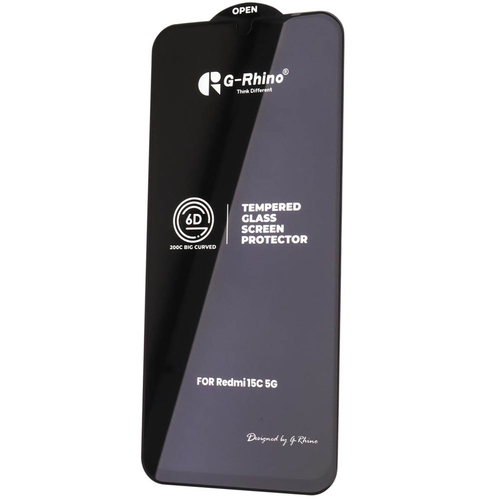 Защитное стекло 6D G-Rhino 200C для XIAOMI Redmi 15C 5G, цвет окантовки черный