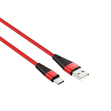 Кабель BOROFONE BU10 Pineapple USB Type C, 3A, длина 1.2 метра, нейлоновое армирование, цвет красный