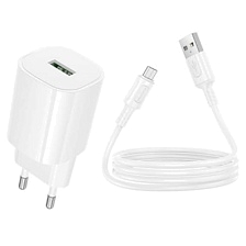 СЗУ (Сетевое зарядное устройство) BOROFONE BA102A Pudding с кабелем Micro USB, 18W, QC3.0, 1 USB A, длина 1 метр, цвет белый