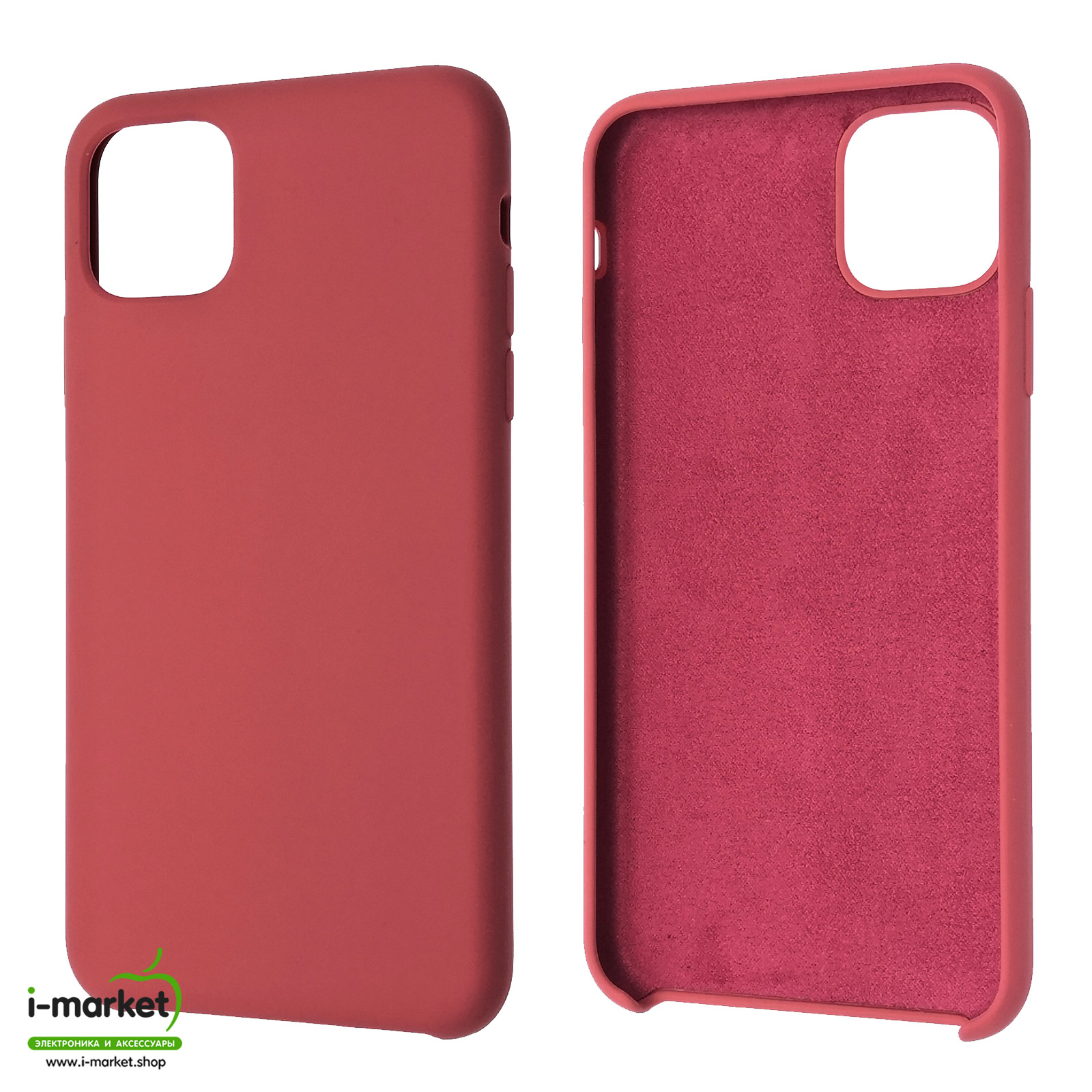 Чехол накладка Silicon Case для APPLE iPhone 11 Pro MAX, силикон, бархат, цвет светло бордовый