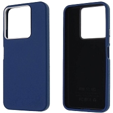Чехол накладка для XIAOMI Redmi 13, POCO M6, силикон, пластик, текстура кожи, бархат, цвет темно синий