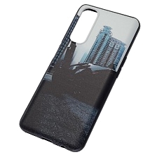 Чехол накладка для Realme 7, силикон, рисунок черный Ламборджини