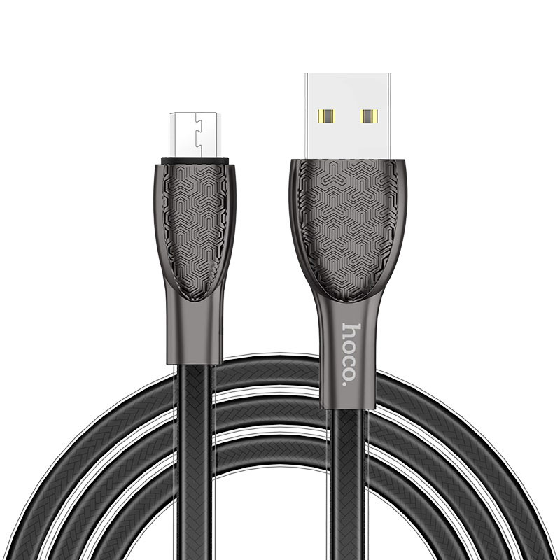 HOCO U52 Bright кабель для зарядки и передачи данных 2.4А USB на Micro-USB 1.2м длина коннекторы из цинкового сплава и PVC оплетка, цвет черный. HOCO U52 Bright кабель для зарядки и передачи данных 2.4А USB на Micro-USB 1.2м длина коннекторы из цинкового сплава и PVC оплетка, цвет черный.