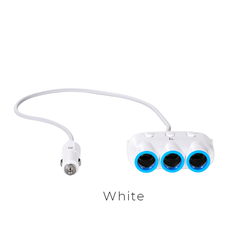 АЗУ (Автомобильное зарядное устройство) 3 в 1 (3.1A-15.5W), интеллектуальный баланс защиты от перегрузок, универсальный адаптер зарядки, 2 USB, 3 гнезда прикуривателя, длина кабеля 55 см, цвет белый | Распродажа по 390