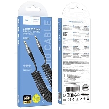 Аудио кабель, переходник HOCO UPA33 AUX (Jack 3.5 мм) на (Jack 3.5 мм), растягивается до 1.5 метра, цвет черный