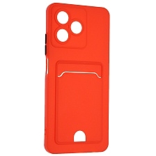 Чехол накладка BUTTON для Realme C51, Realme C53, Realme Note 50, защита камеры, силикон, отдел для карт, цвет красный