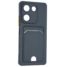 Чехол накладка BUTTON для TECNO Camon 20 4G, TECNO Camon 20 Pro 4G, защита камеры, силикон, отдел для карт, цвет темно синий